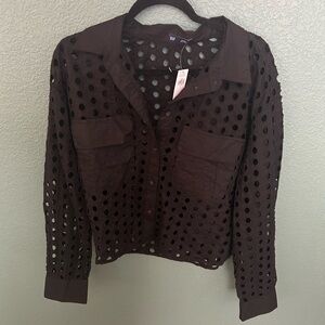 GAP Black Eyelet Women's Top